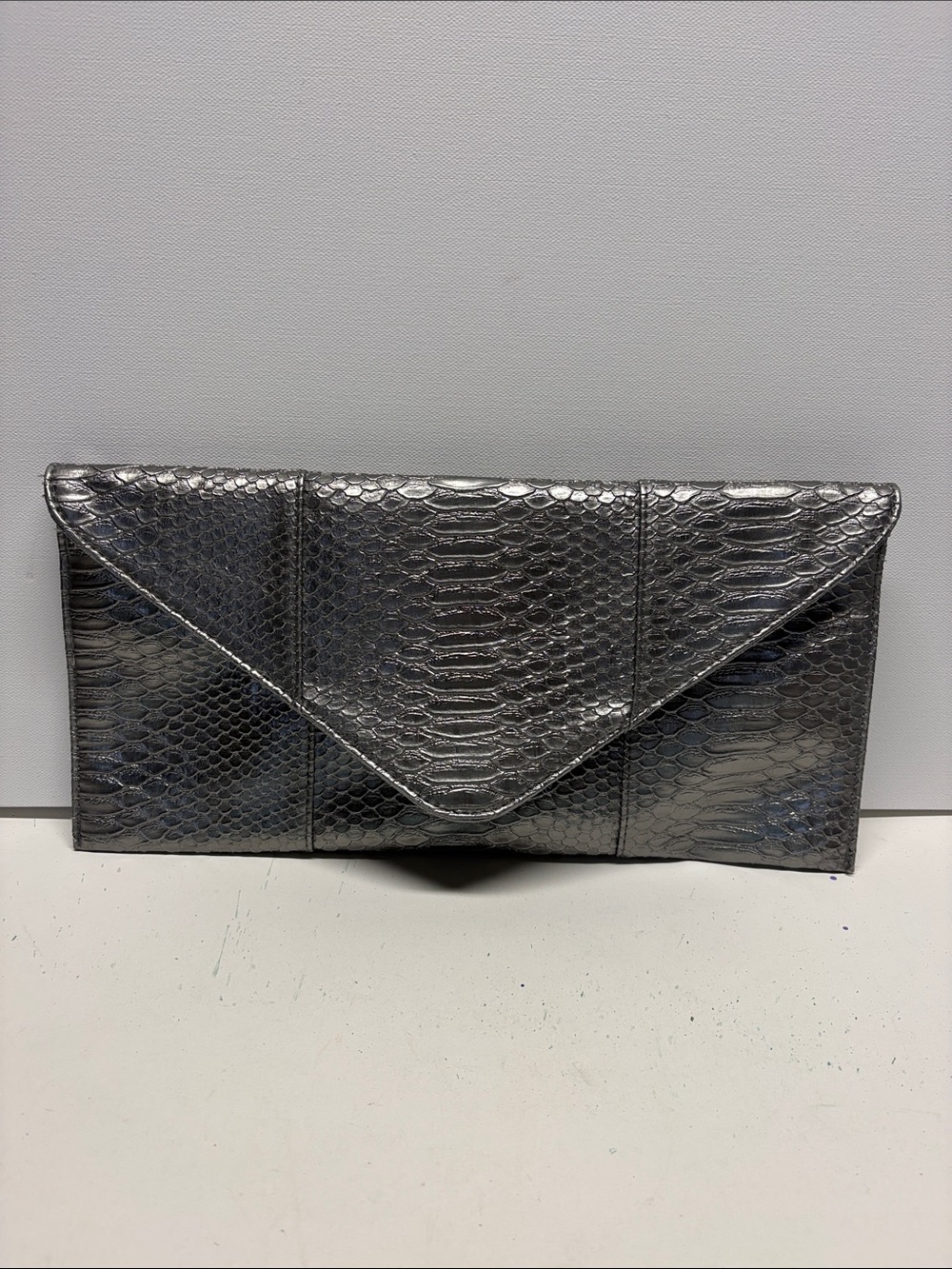 Urban Expressions Metallic Silver Embossed Envelope Clutch